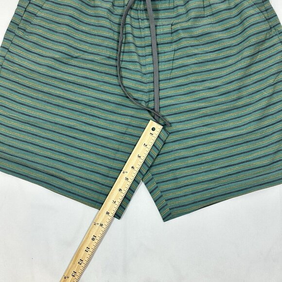 PrAna XL Green Striped Hemp Shorts Drawstring Waist 8" Inseam Mens NWT - Picture 4 of 13